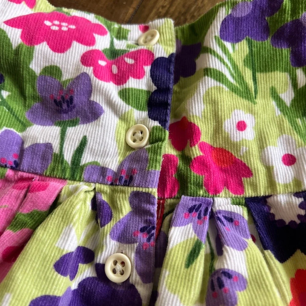 Gymboree Floral Corduroy Dress Toddler Girls 18-24M Long Sleeve Rosette Multi